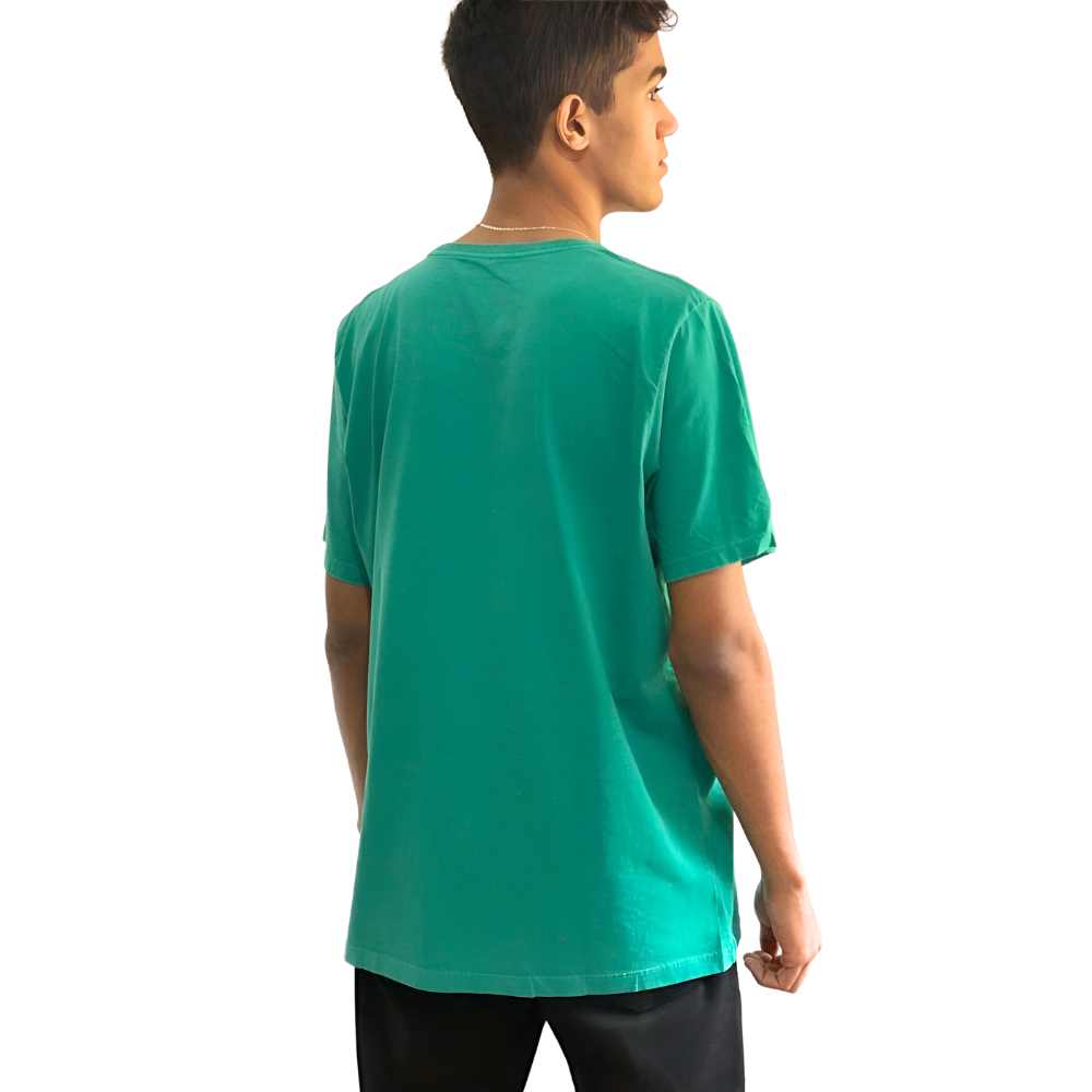 Camiseta Masculina Básica Estonada Verde Jade | 100% Algodão Nacional