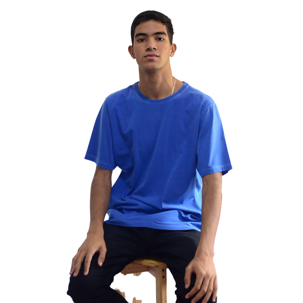 Camiseta Masculina Básica Estonada Azul Royal | 100% Algodão Nacional