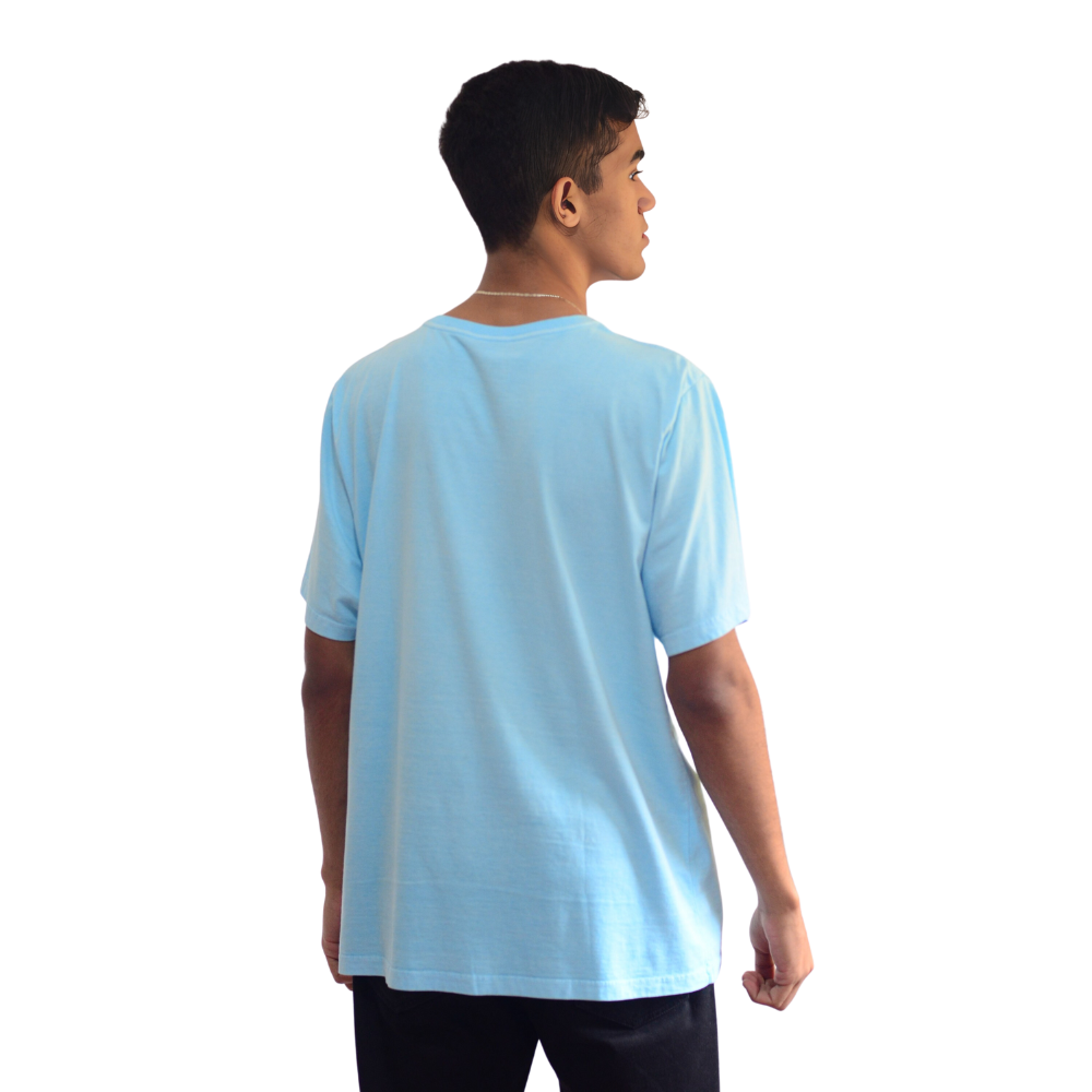 Camiseta Masculina Básica Estonada Azul Claro | 100% Algodão 30.1 Penteado | Basic Clothes